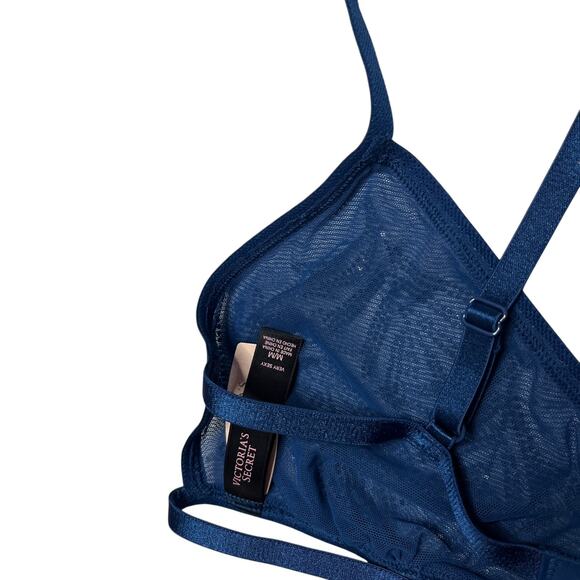 Victoria's Secret Rhinestone Bling Leaf Mesh Limited Edition Bralette Medium - Picture 4 of 5